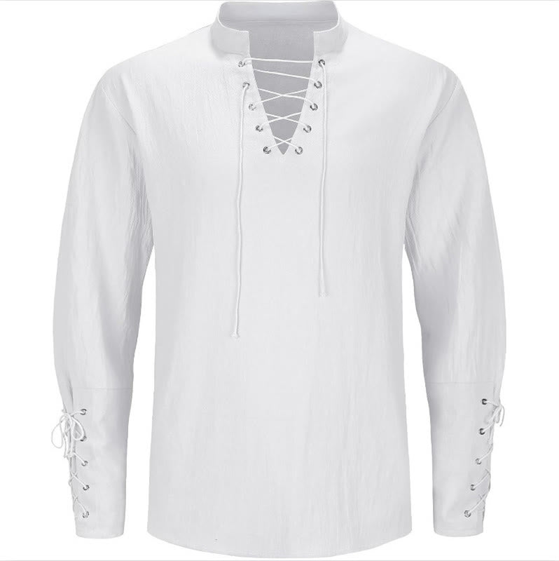 WorldNorse Mittelalterliches Tunika-Kostümhemd mit überkreuzter Knopfleiste - Weiß - US/UK/AU44, EU54 (2XL) - image 16