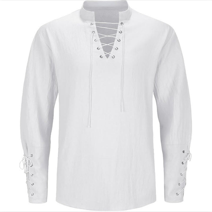 WorldNorse Mittelalterliches Tunika-Kostümhemd mit überkreuzter Knopfleiste - Weiß - US/UK/AU44, EU54 (2XL) - image 16