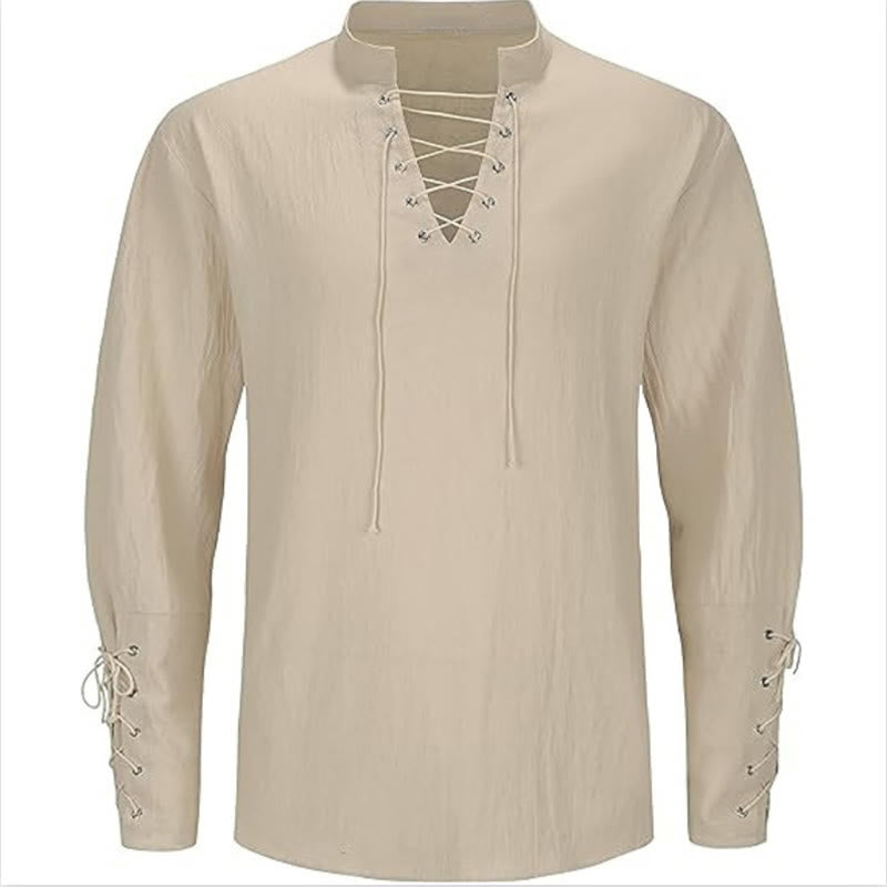 WorldNorse Mittelalterliches Tunika-Kostümhemd mit überkreuzter Knopfleiste - Khaki - US/UK/AU44, EU54 (2XL) - image 12