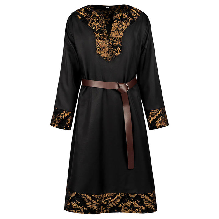 WorldNorse Wikinger-Kostümrobe mit goldenem Brokatbesatz - Schwarz - US/UK/AU44, EU54 (2XL) - image 0