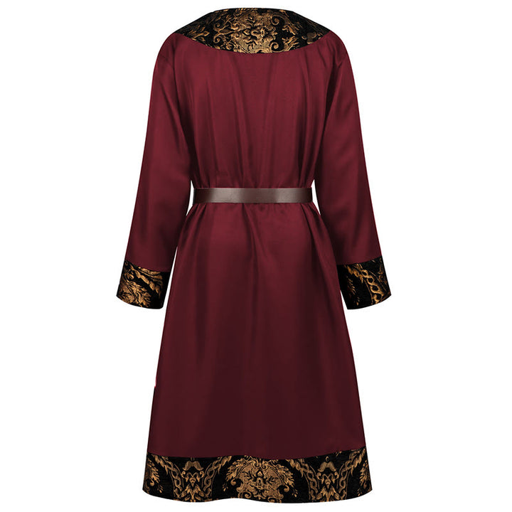 WorldNorse Wikinger-Kostümrobe mit goldenem Brokatbesatz - image 11