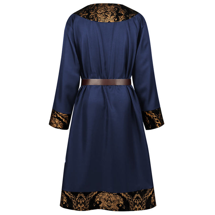 WorldNorse Wikinger-Kostümrobe mit goldenem Brokatbesatz - image 17