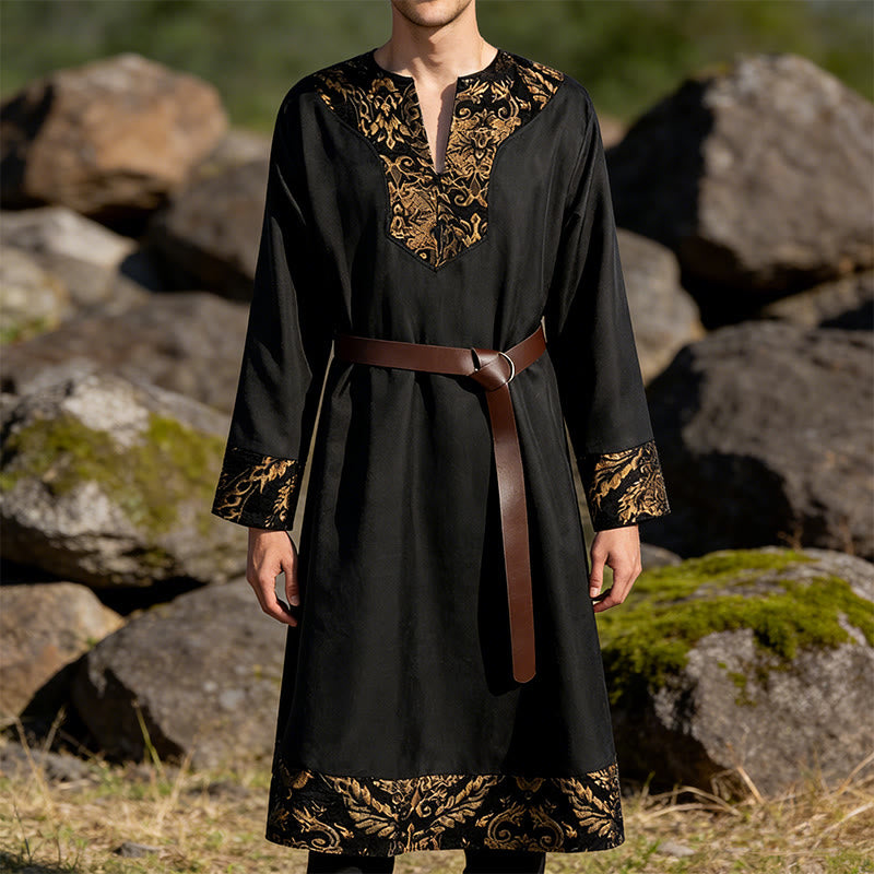 WorldNorse Wikinger-Kostümrobe mit goldenem Brokatbesatz - image 1