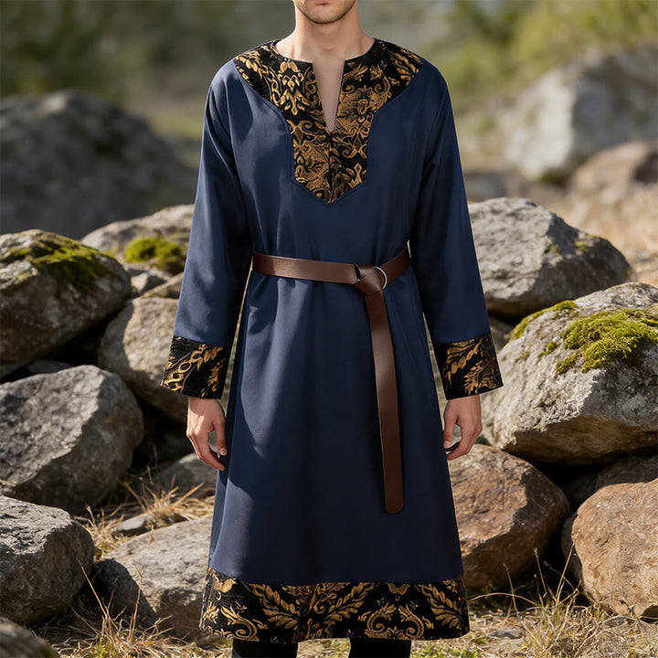 WorldNorse Wikinger-Kostümrobe mit goldenem Brokatbesatz - image 13