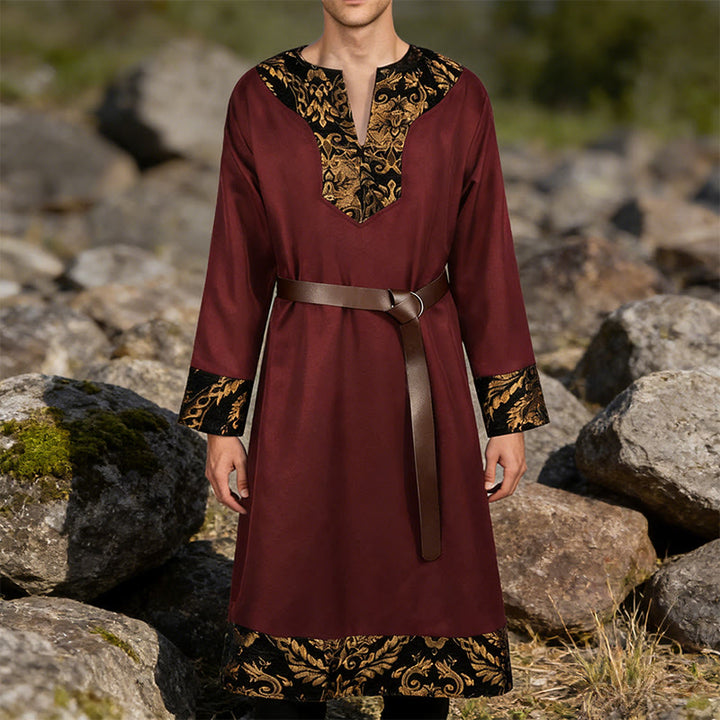 WorldNorse Wikinger-Kostümrobe mit goldenem Brokatbesatz - image 7