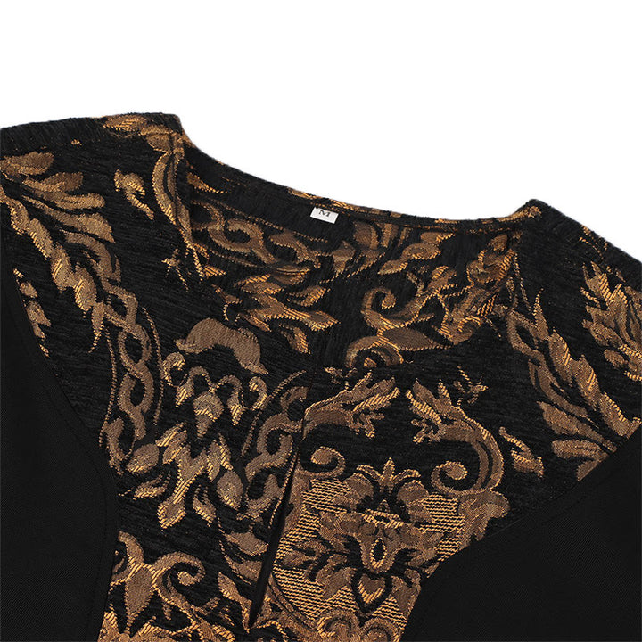 WorldNorse Wikinger-Kostümrobe mit goldenem Brokatbesatz - image 2