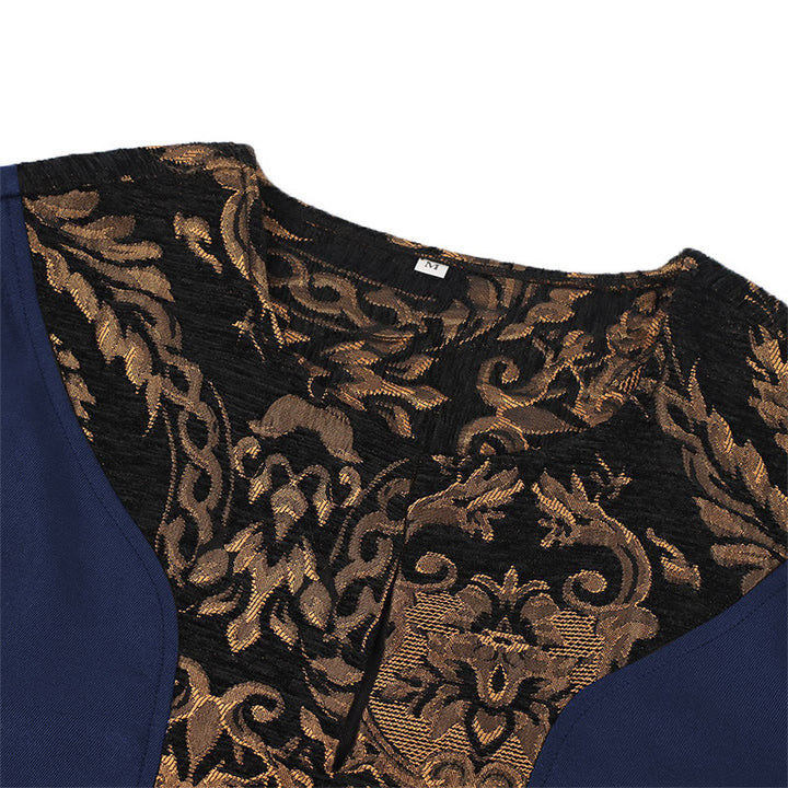 WorldNorse Wikinger-Kostümrobe mit goldenem Brokatbesatz - image 14