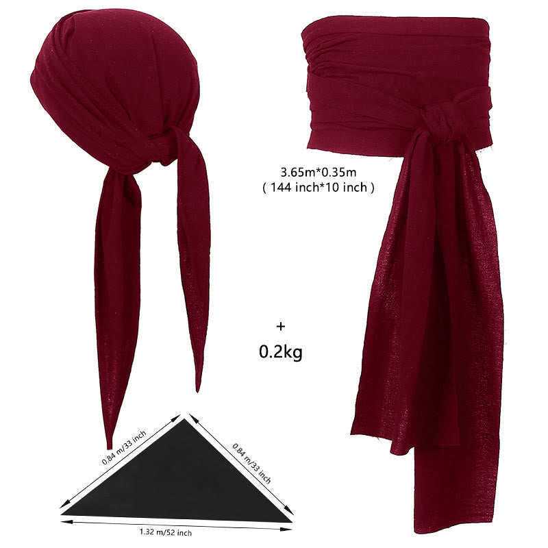 WorldNorse Nordisches Händler-Kostümset mit Schärpe, Tunika und Weste - Weinrote Accessoires - Einheitsgröße - image 45