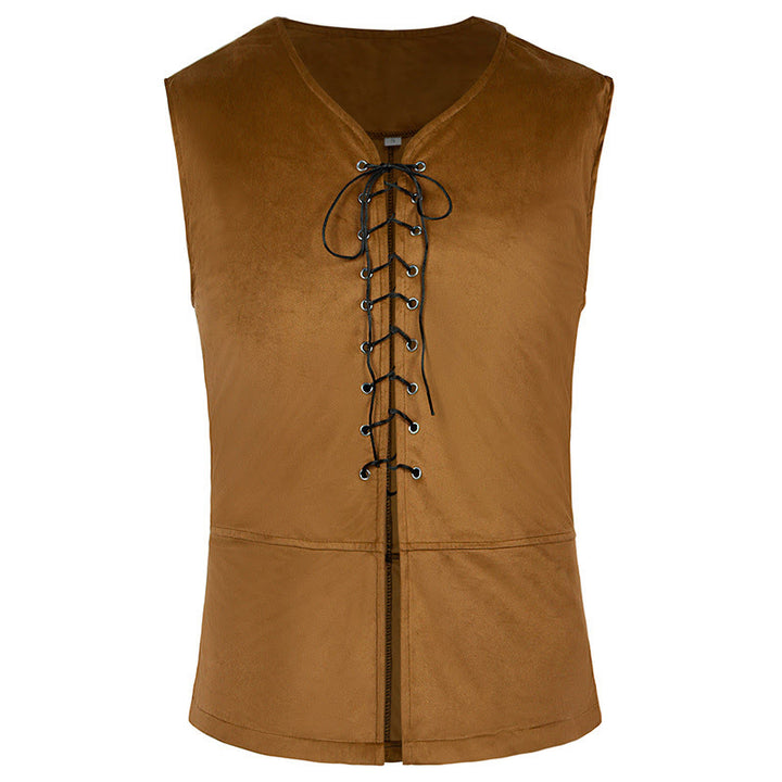 WorldNorse Nordisches Händler-Kostümset mit Schärpe, Tunika und Weste - Hellbraune Weste - US/UK/AU44, EU54 (2XL) - image 23