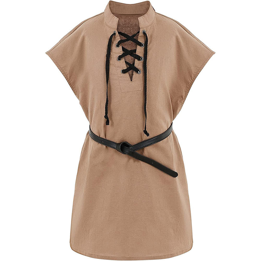 WorldNorse Cape Sleeve Belted Tunica Costume Shirt - Khaki - 2XL - image 3