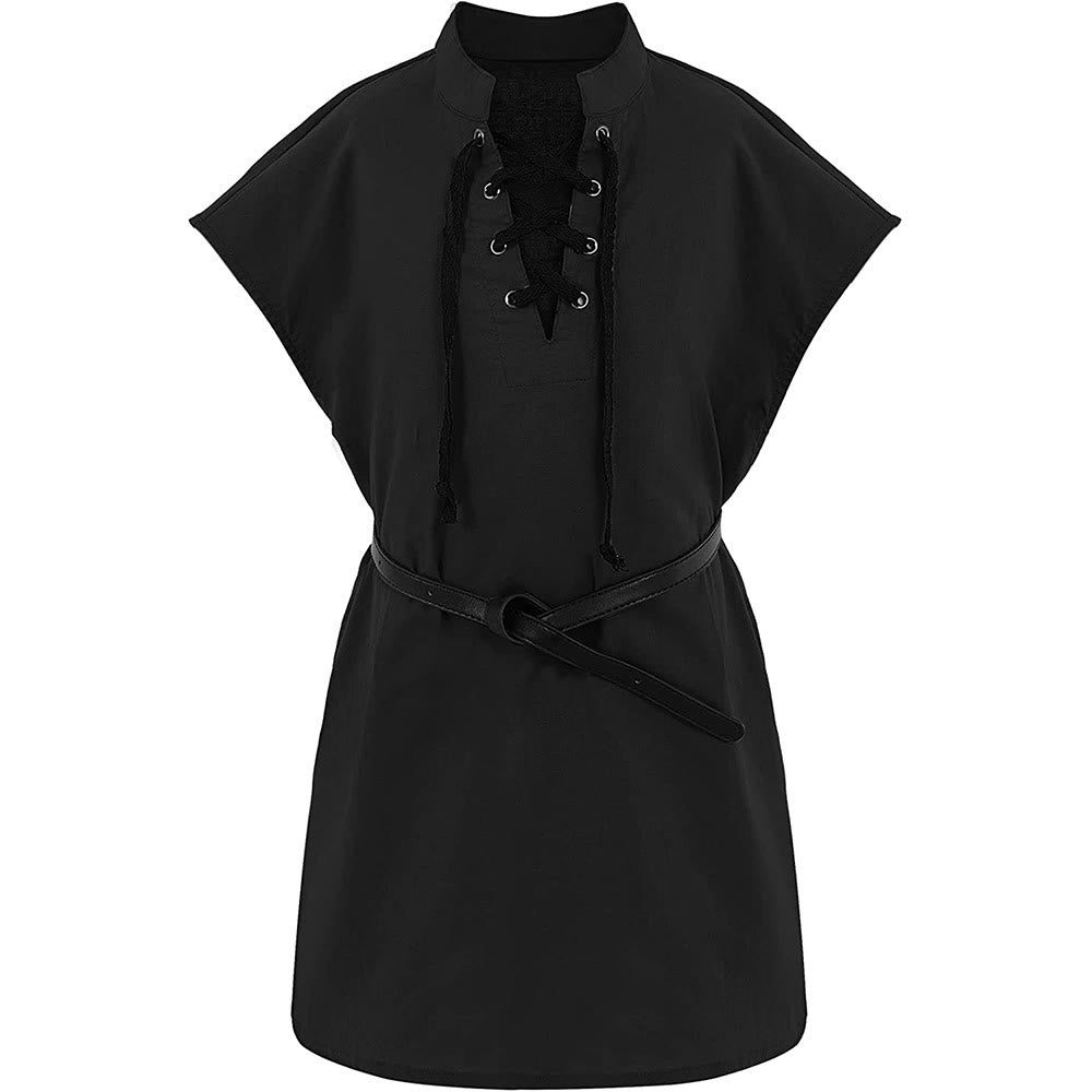 WorldNorse Cape Sleeve Belted Tunica Costume Shirt - Schwarz - 2XL - image 7