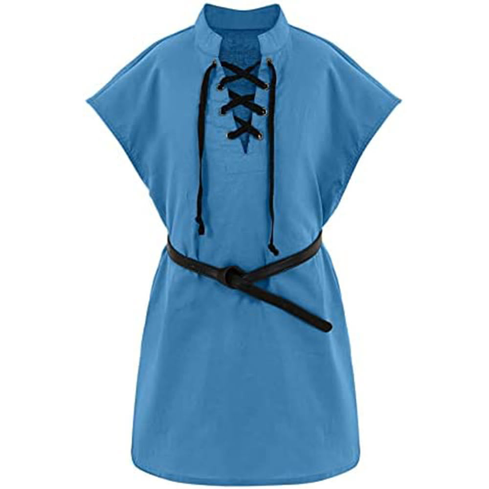 WorldNorse Cape Sleeve Belted Tunica Costume Shirt - Blau - 2XL - image 5