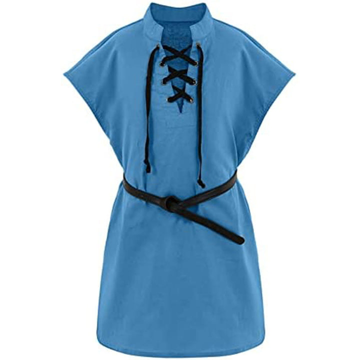 WorldNorse Cape Sleeve Belted Tunica Costume Shirt - Blau - 2XL - image 5