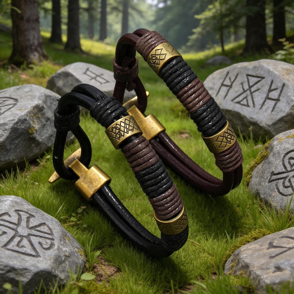 WorldNorse Nordic Braided Leather Voyager Armband - image 0