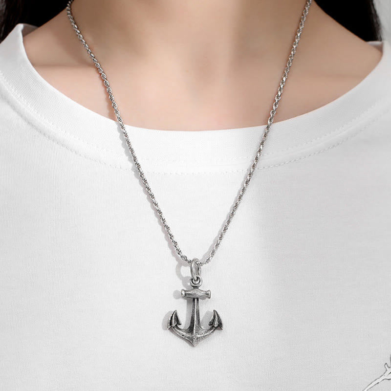 WorldNorse Handgefertigte Wikinger-Anker-Halskette aus 925er Silber - image 1