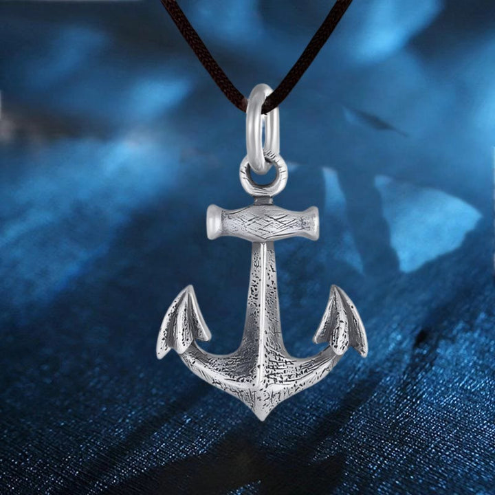 WorldNorse Handgefertigte Wikinger-Anker-Halskette aus 925er Silber - Mit 80 cm verstellbarem Seil - image 2
