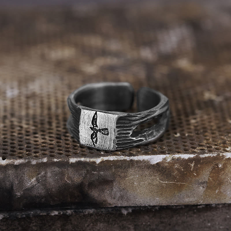 WorldNorse Handgefertigter Ring aus 999er Silber mit Raven im Antik-Look - image 4
