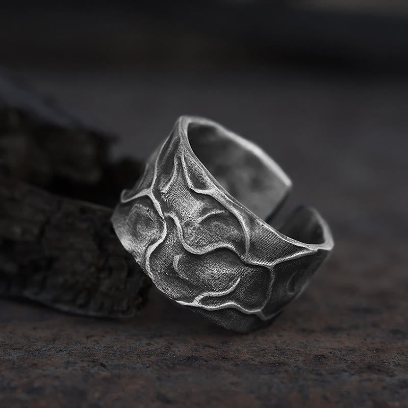 WorldNorse Handgefertigter Ring aus 999er Silber mit organischem Muster und Antik-Finish - Groß - image 0