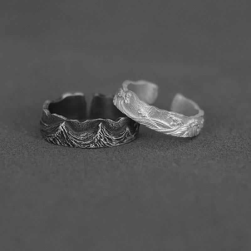 WorldNorse Handgefertigter Ring aus 999er Silber mit Bergwellenstruktur - image 5