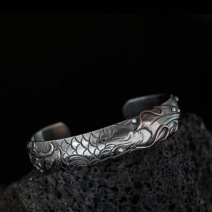 WorldNorse Handgefertigtes Armband aus 999er Silber mit nordischer Schlangenschuppenmotiv - Innenumfang 18-19 cm - image 0