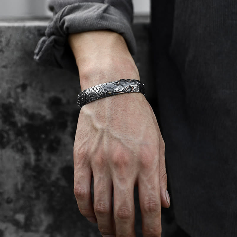 WorldNorse Handgefertigtes Armband aus 999er Silber mit nordischer Schlangenschuppenmotiv - image 1