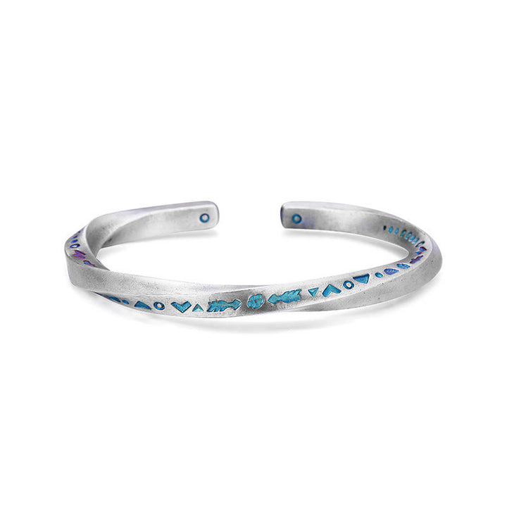 WorldNorse Handgefertigtes Armband aus 999er Silber mit Emaille- Rune - Stilnummer B - Innenumfang 19 cm - image 3