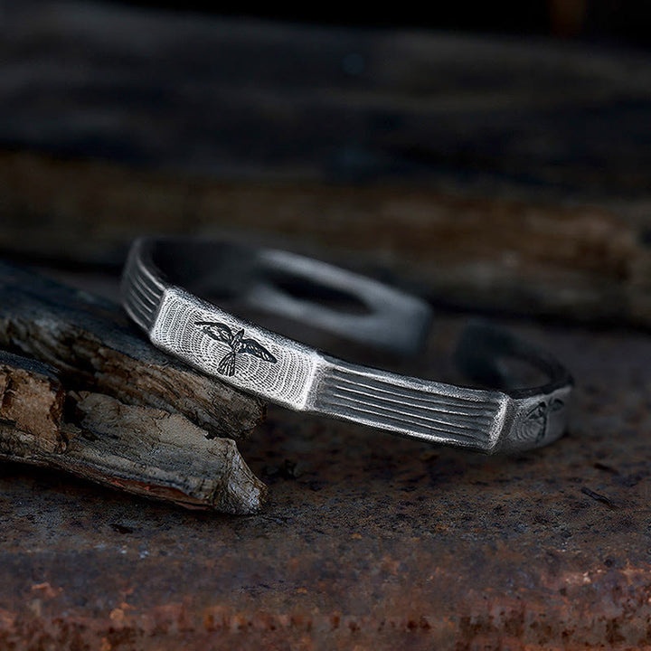 WorldNorse Handgefertigtes Armband aus 999er Silber mit Wikinger- Raven - Groß - image 0