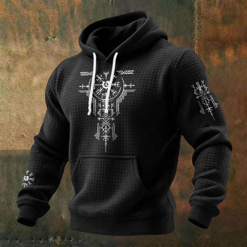WorldNorse Norse Rune Waffel-Hoodie - Schwarz - US/UK/AU48, EU58 (4XL) - image 0