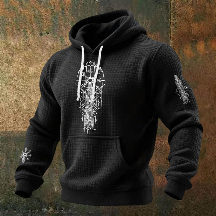 WorldNorse Viking Vegvisir Geometrie Waffel-Hoodie - Schwarz - US/UK/AU48, EU58 (4XL) - image 0