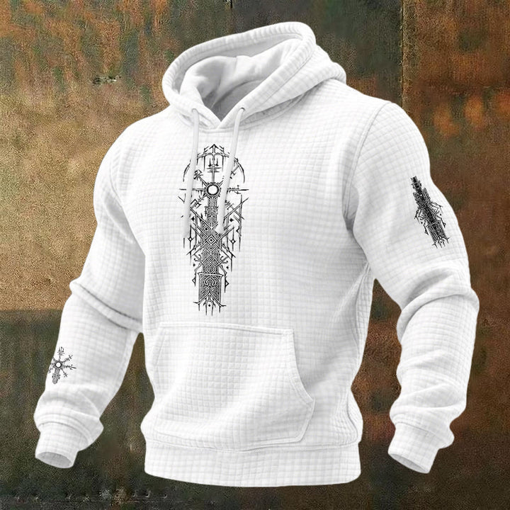 WorldNorse Viking Vegvisir Geometrie Waffel-Hoodie - Weiß - US/UK/AU48, EU58 (4XL) - image 2
