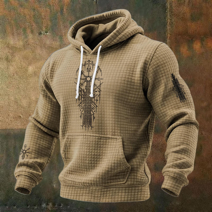 WorldNorse Viking Vegvisir Geometrie Waffel-Hoodie - Braun - US/UK/AU48, EU58 (4XL) - image 5