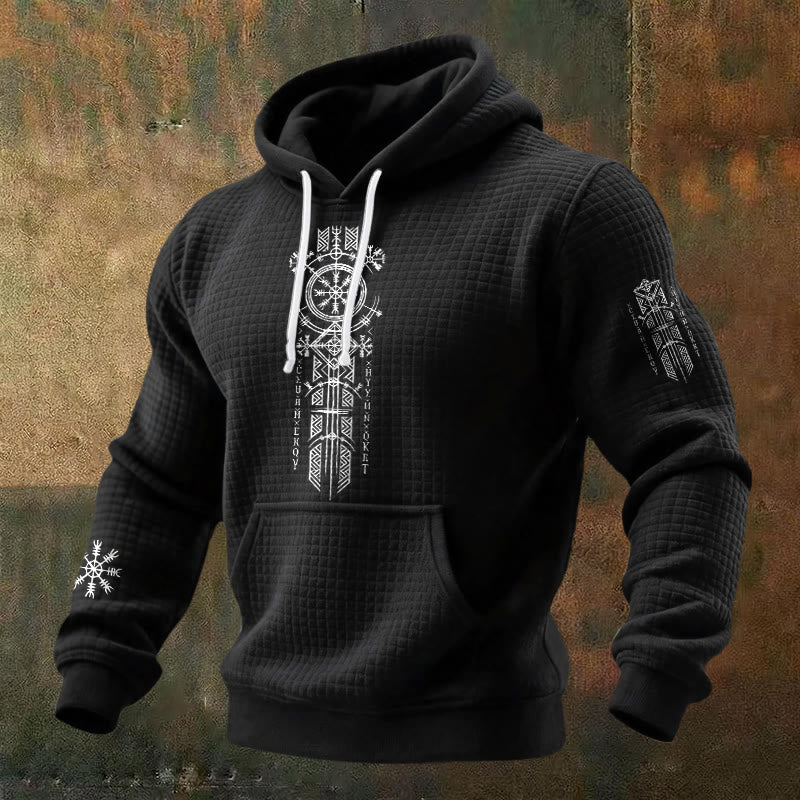 WorldNorse Viking Helm der Ehrfurcht Staff Waffle Hoodie - Schwarz - US/UK/AU48, EU58 (4XL) - image 0
