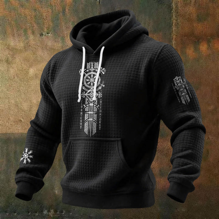 WorldNorse Viking Helm der Ehrfurcht Staff Waffle Hoodie - Schwarz - US/UK/AU48, EU58 (4XL) - image 0