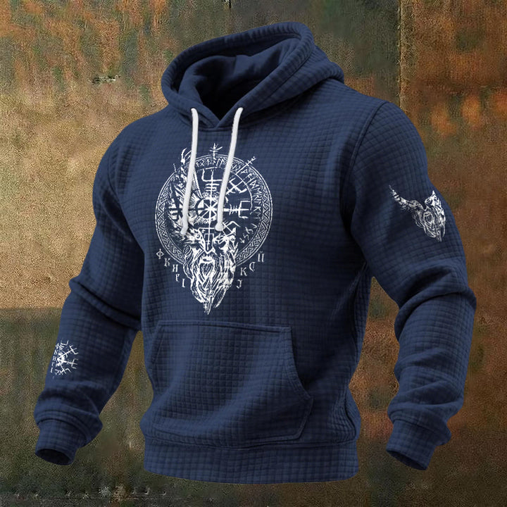 WorldNorse Norse Vegvisir Raven Rune Waffle Hoodie - Blau - US/UK/AU48, EU58 (4XL) - image 4