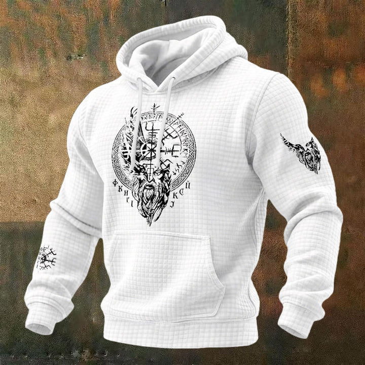 WorldNorse Norse Vegvisir Raven Rune Waffle Hoodie - Weiß - US/UK/AU48, EU58 (4XL) - image 2