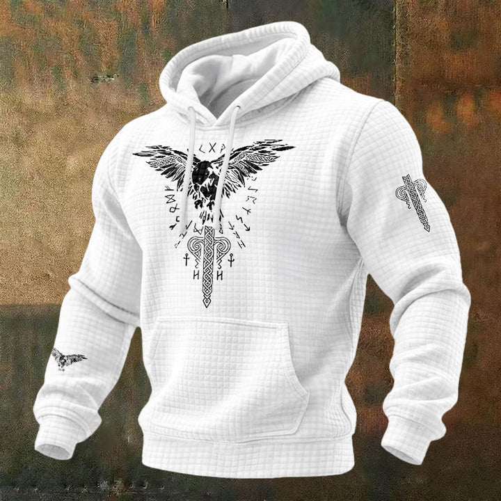 WorldNorse Norse Raven Totem Rune Waffle Hoodie - Weiß - US/UK/AU48, EU58 (4XL) - image 2