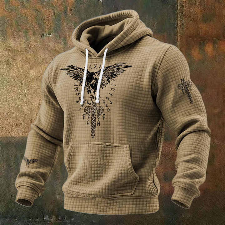 WorldNorse Norse Raven Totem Rune Waffle Hoodie - Braun - US/UK/AU48, EU58 (4XL) - image 5