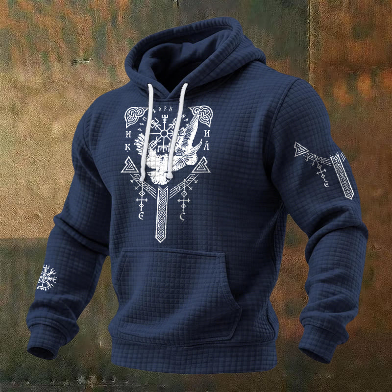 WorldNorse Viking Raven Keltischer Knoten Waffle Hoodie - Blau - US/UK/AU48, EU58 (4XL) - image 4