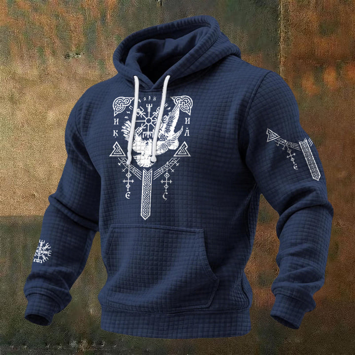 WorldNorse Viking Raven Keltischer Knoten Waffle Hoodie - Blau - US/UK/AU48, EU58 (4XL) - image 4