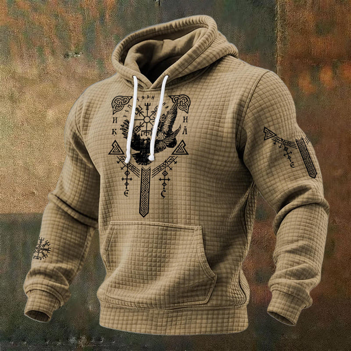 WorldNorse Viking Raven Keltischer Knoten Waffle Hoodie - Braun - US/UK/AU48, EU58 (4XL) - image 5