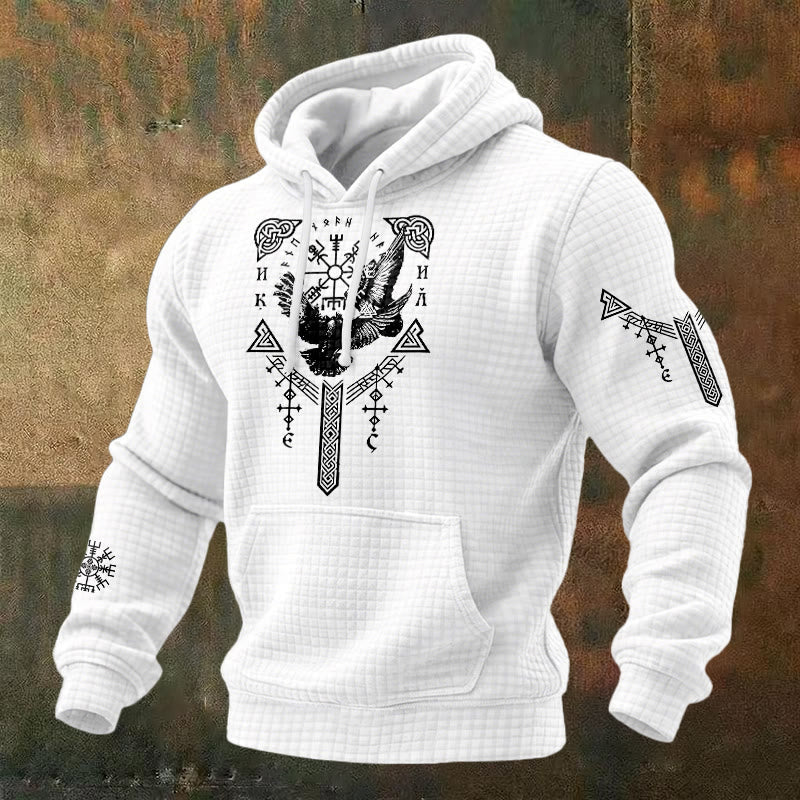 WorldNorse Viking Raven Keltischer Knoten Waffle Hoodie - Weiß - US/UK/AU48, EU58 (4XL) - image 2
