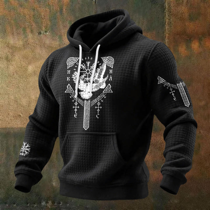 WorldNorse Viking Raven Keltischer Knoten Waffle Hoodie - Schwarz - US/UK/AU48, EU58 (4XL) - image 0