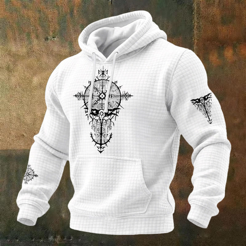 WorldNorse Nordischer Rune -Geometrie-Waffel-Hoodie - Weiß - US/UK/AU48, EU58 (4XL) - image 2