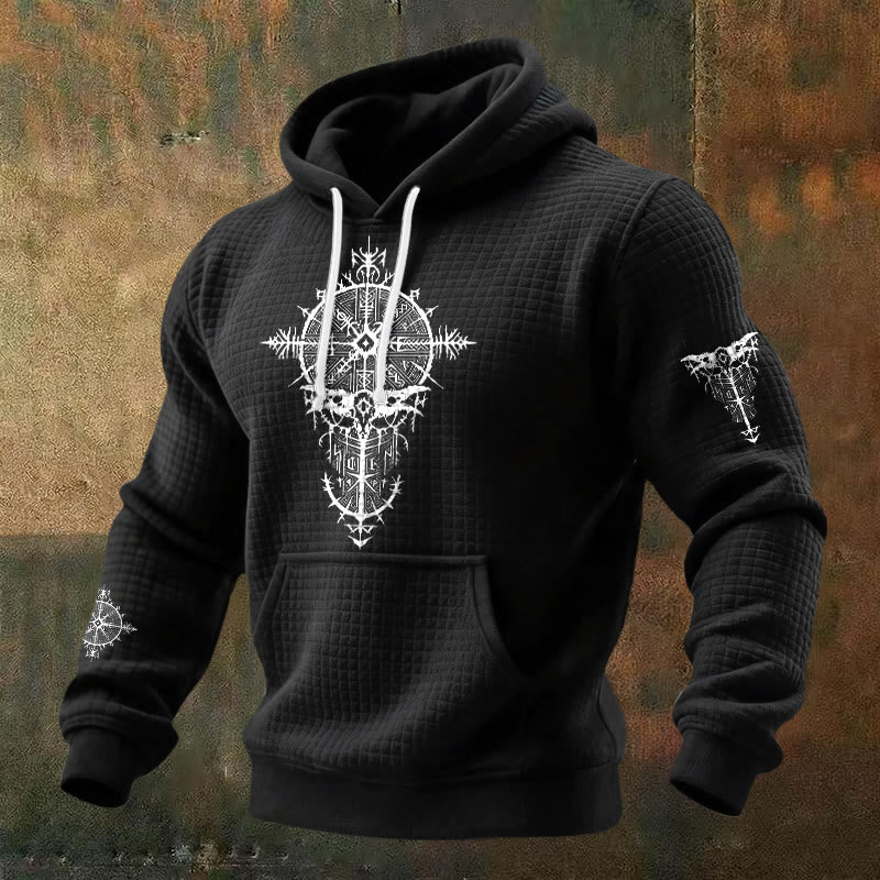 WorldNorse Nordischer Rune -Geometrie-Waffel-Hoodie - Schwarz - US/UK/AU48, EU58 (4XL) - image 0