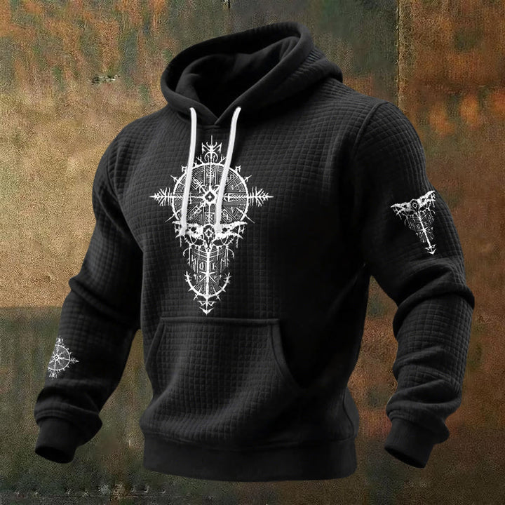 WorldNorse Nordischer Rune -Geometrie-Waffel-Hoodie - Schwarz - US/UK/AU48, EU58 (4XL) - image 0