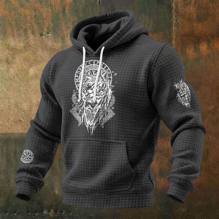 WorldNorse Norse Fenrir Totem Waffle Hoodie - Grau - US/UK/AU48, EU58 (4XL) - image 3