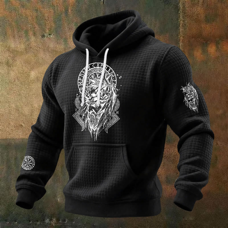 WorldNorse Norse Fenrir Totem Waffle Hoodie - Schwarz - US/UK/AU48, EU58 (4XL) - image 0