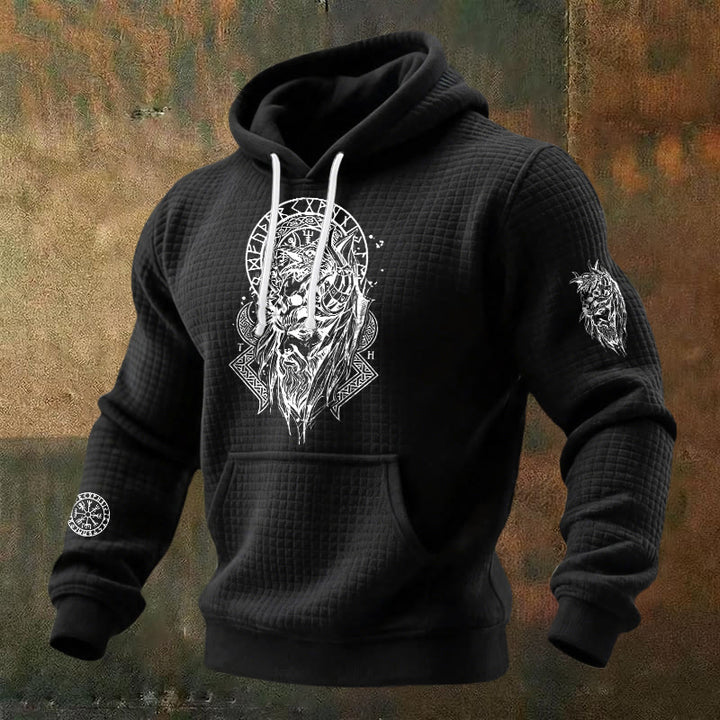 WorldNorse Norse Fenrir Totem Waffle Hoodie - Schwarz - US/UK/AU48, EU58 (4XL) - image 0