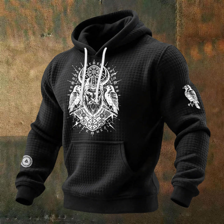 WorldNorse Norse Huginn & Muninn Waffel-Hoodie - Schwarz - US/UK/AU48, EU58 (4XL) - image 0