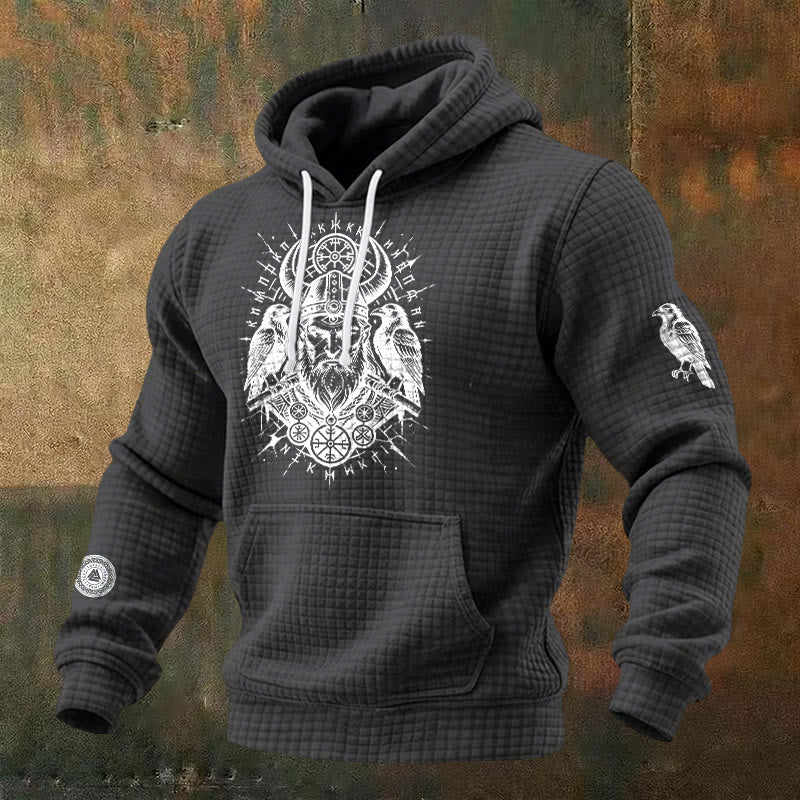 WorldNorse Norse Huginn & Muninn Waffel-Hoodie - Grau - US/UK/AU48, EU58 (4XL) - image 3